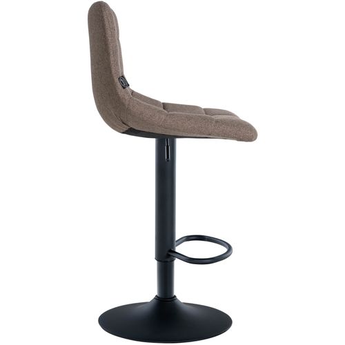 Lot De 2 Tabourets De Bar En Tissu Taupe Base Métal Noir Réglable En Hauteur Et Repose-pieds Tdb10