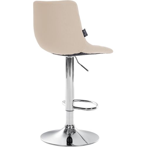 Lot De 2 Tabourets De Bar En Synthétique Crème Base Métal Chromé Réglable En Hauteur Et Repose-pieds