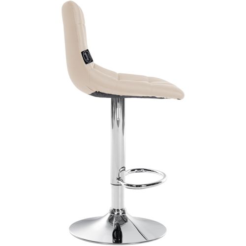 Lot De 2 Tabourets De Bar En Synthétique Crème Base Métal Chromé Réglable En Hauteur Et Repose-pieds