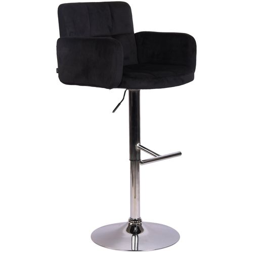 Tabouret De Bar Pivotant En Velours Noir Et Métal Chromé Avec Accoudoirs Repose-pieds