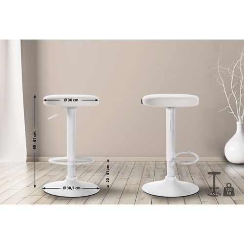 Lot De 2 Tabourets De Bar Design Simple Avec Assise En Synthétique Blanc Et Cadre Métal Blanc Tdb1
