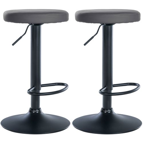 Lot De 2 Tabourets De Bar Design Simple Avec Assise En Synthétique Gris Et Cadre Métal Noir Tdb106
