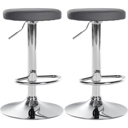 Lot De 2 Tabourets De Bar Design Simple Avec Assise En Synthétique Gris Et Cadre Métal Chromé Tdb1