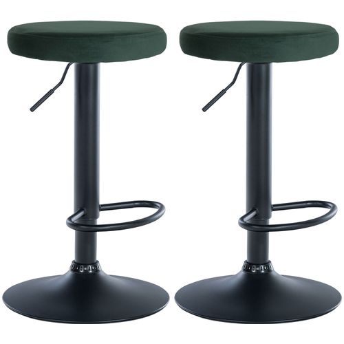 Lot De 2 Tabourets De Bar Avec Assise En Tissu Velours Vert Et Cadre Métal Noir Tdb10708