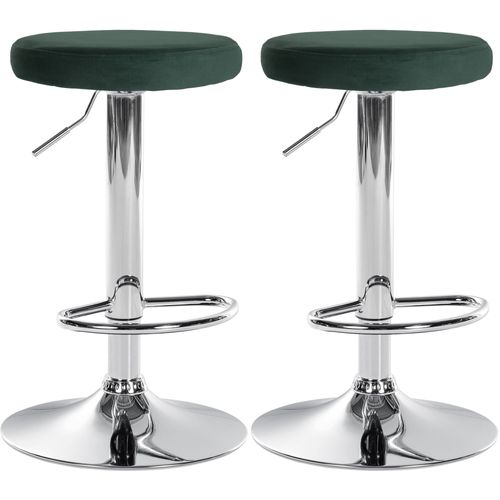 Lot De 2 Tabourets De Bar Avec Assise En Tissu Velours Vert Et Cadre Métal Chromé Tdb10716