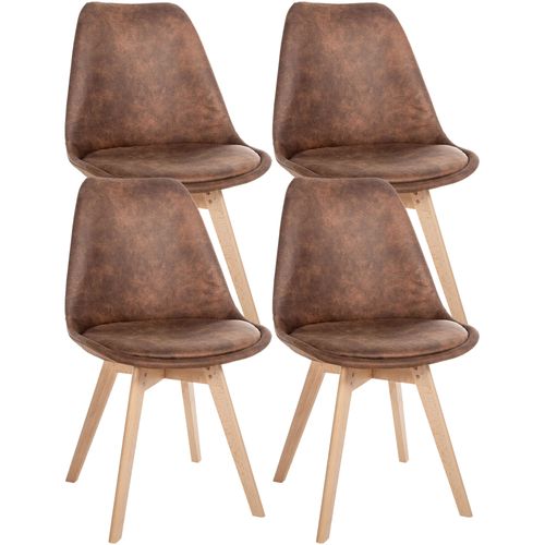 Lot De 4 Chaises De Salle à Manger Style Scandinave En Synthétique Marron Vieilli Cds10389