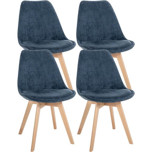 Lot De 4 Chaises De Salle à Manger Style Scandinave En Velours Côtelé Bleu Foncé Cds10391