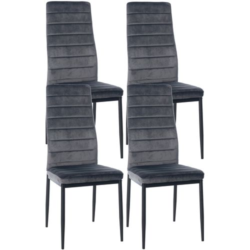 Lot De 4 Chaises De Salle à Manger Design Simple En Tissu Velours Avec Couture Gris Cadre En Métal