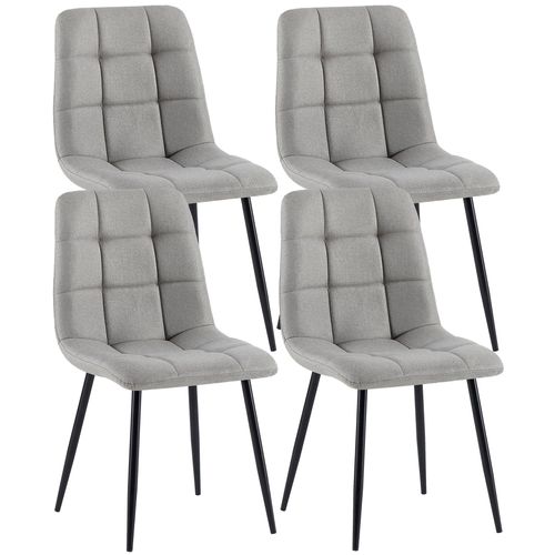 Lot De 4 Chaises De Salle à Manger En Tissu Gris Pieds Métal Noir Design Moderne Et Confortable Cd