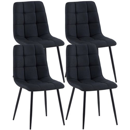 Lot De 4 Chaises De Salle à Manger En Tissu Noir Pieds Métal Noir Design Moderne Et Confortable Cd