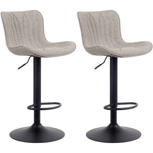 Lot De 2 Tabourets De Bar En Tissu Taupe Pieds En Métal Noir Hauteur Réglable Pivotant Tdb10722