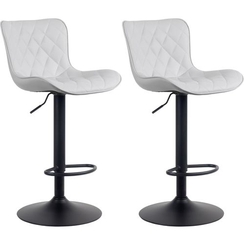 Lot De 2 Tabourets De Bar En Synthétique Blanc Pieds En Métal Noir Hauteur Réglable Pivotant Tdb10