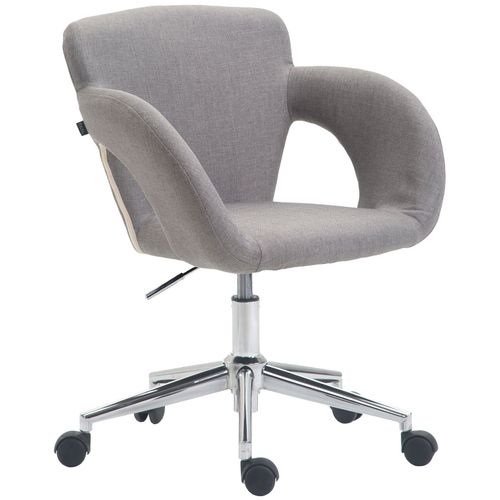 Fauteuil De Bureau Sur Roulettes En Tissu Gris Clair Structure Métal Chromé Bur10701