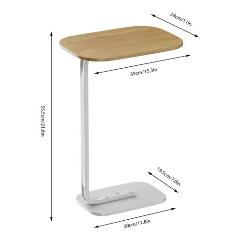 Table D’appoint 39x28x55,5 Cm, Petite Table Pour Salon, Design En C, Bois, Couleur Bois+blanc
