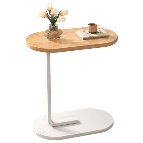 Table D’appoint 39x28x55,5 Cm, Petite Table Pour Salon, Design En C, Bois, Couleur Bois+blanc