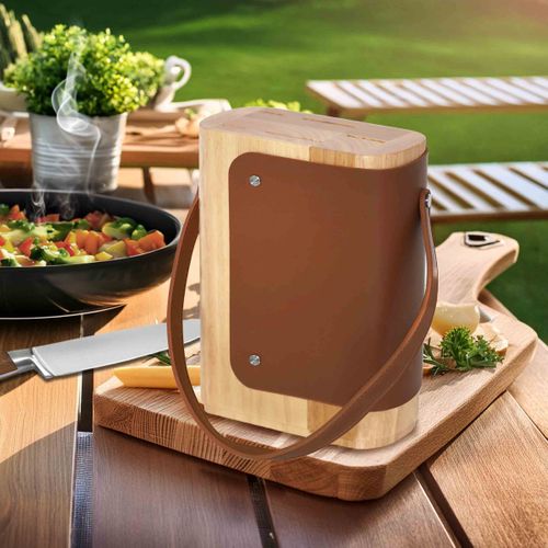 Yao - Bloc En Bois D'hévéa Pour 5 Couteaux De Cuisine