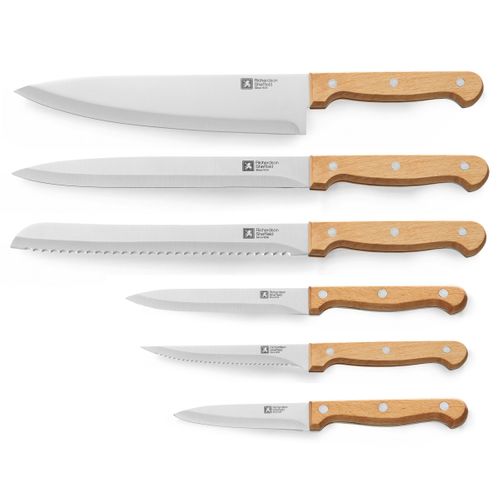 Artisan Bois  - Bloc En Bambou Avec 6 Couteaux De Cuisine