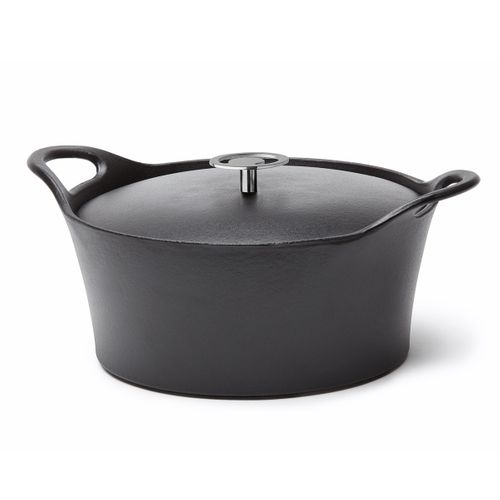Volcan - Cocotte Ronde Noire 24 Cm Avec Panier Cuisson Pour Friture Et Cuisson à L'eau