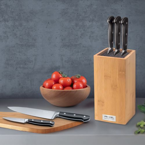 Blason - Bloc Spaghettis Bambou Avec 5 Couteaux De Cuisine