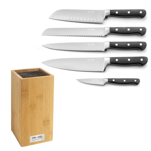 Blason - Bloc Spaghettis Bambou Avec 5 Couteaux De Cuisine