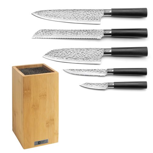 Katana - Bloc Spaghettis Bambou Avec 5 Couteaux De Cuisine