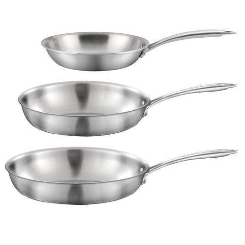 Gourmet - Lot De 3 Poêles Inox 20-24-28 Cm