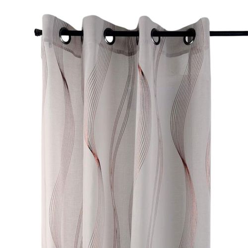 Voilage Rayures Ondulées Métalisées - 135x240 Cm - Beige