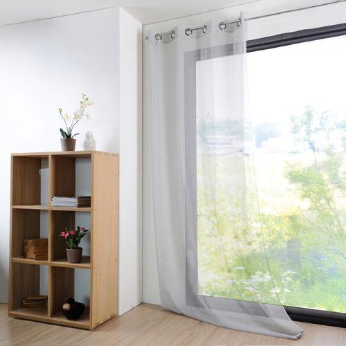 Voilage Uni Et Léger - 135x260 Cm - Gris Clair