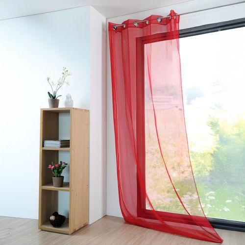 Voilage Uni Et Léger - 135x260 Cm - Rouge