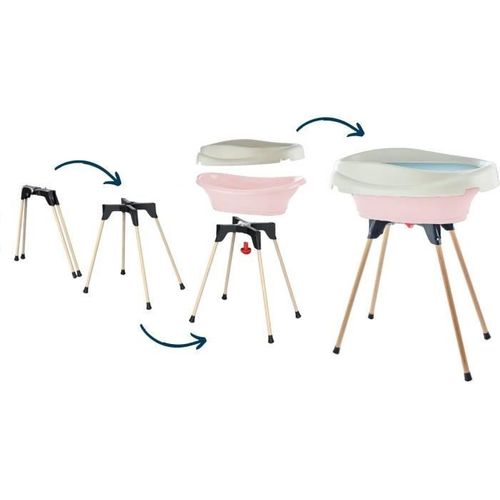 Pack Plan à Langer Et Baignoire - Vasco - Rose Poudré - 2 En 1