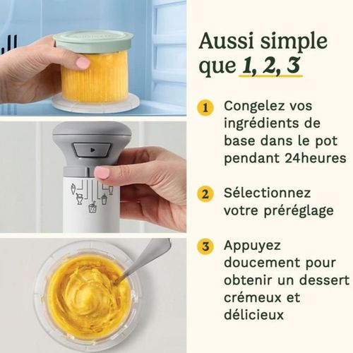 Sorbetière électrique Freezewand 250W, 3 pots 240ml, 5 fonctions