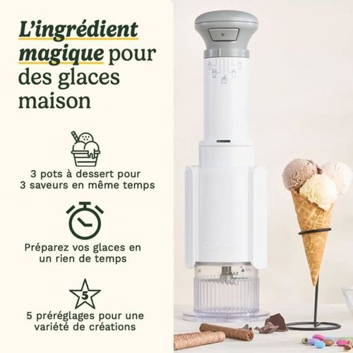 Sorbetière électrique Freezewand 250W, 3 pots 240ml, 5 fonctions