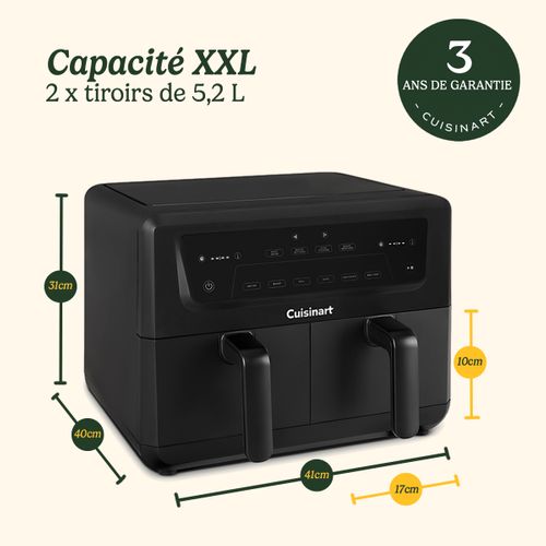 Friteuse Sans Huile  - Airfryer Afd10oble - Capacité 10,4l - Double Cuves - Noir - 2400w