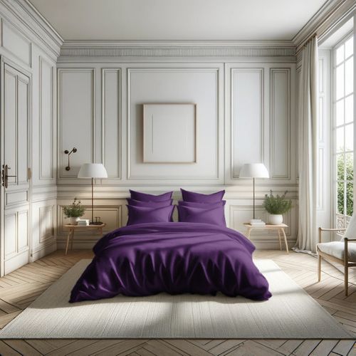 Drap Plat Percale Coton Tertio® Violet - 180 X 290 cm