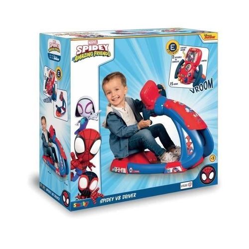 Spidey - V8 Driver - Simulateur De Conduite Pour Enfant - Siege Ajustable - Sons Et Lumieres