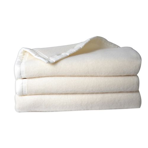 Couverture Double Face En 100% Laine - 240 X 300 Cm - Naturel