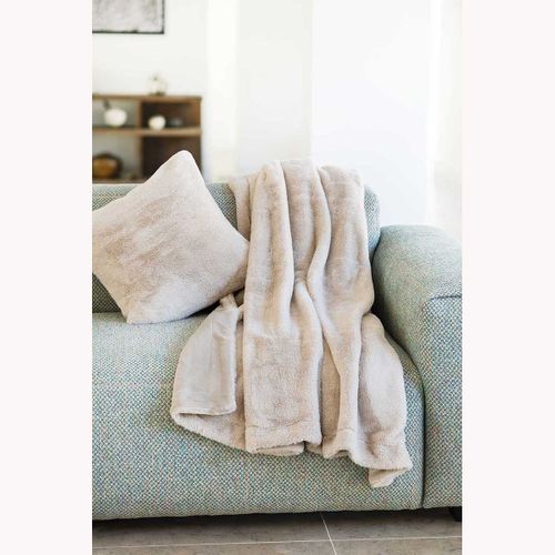 Plaid Double Face Imitation Fourrure Et Polaire - 150x200 Cm - Naturel