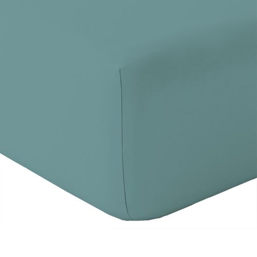 Drap Housse En Coton Lavé  - 160x200 Cm - Bleu Paon