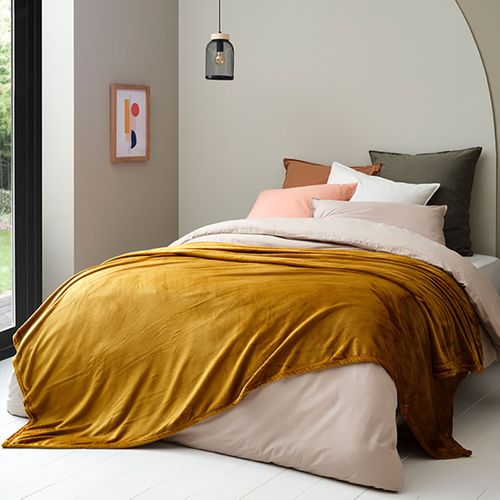 Couverture Velvet Miel 180 X 220 Cm Jaune