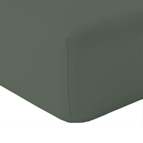 Drap Housse En Coton Lavé  - 160x200 Cm - Vert Foncé