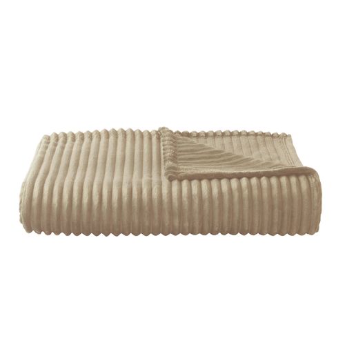 Plaid Polaire - - Effet Côtelé En 3d - 150x200 Cm - Sable