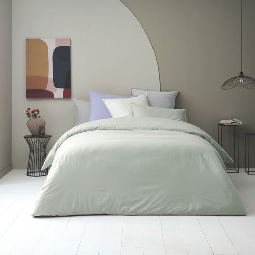 Housse De Couette Coton Lavé - 140x200 Cm - Vert Tilleul