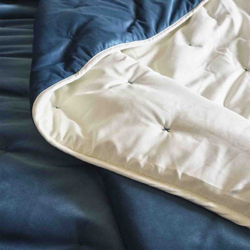 Dessus De Lit Denali Bleu Paon 240 X 260 Cm Bleu Foncé