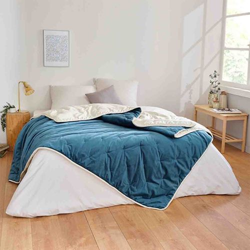Dessus De Lit Denali Bleu Paon 240 X 260 Cm Bleu Foncé