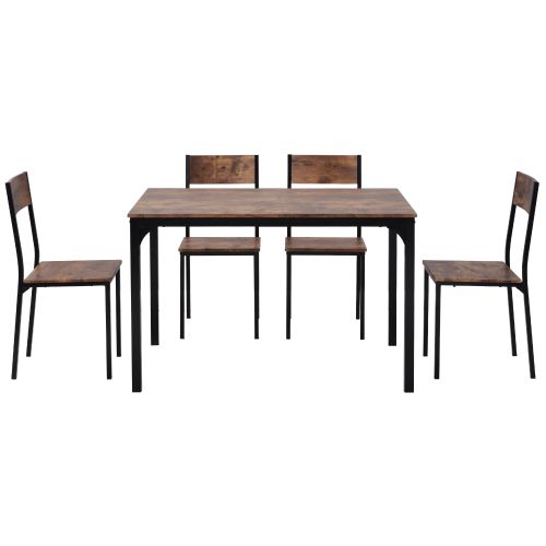 Table à Manger Avec 4 Chaises, Pour Balcon, Salle à Manger Et Salon, Vintage Marron