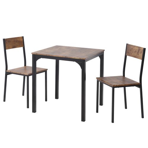 Table De Salle à Manger Avec 2 Chaises Vintage, Pour Balcon Et Salle à Manger Et Salon, Marron