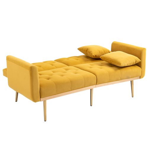 Canapé 2 Places Convertible Tissu Jaune