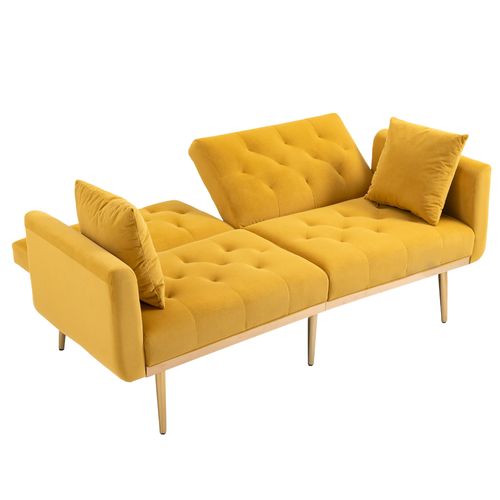Canapé 2 Places Convertible Tissu Jaune