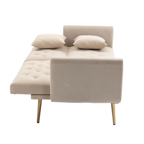 Canapé 2 Places Convertible Tissu Beige