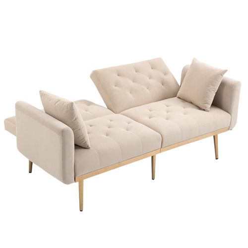 Canapé 2 Places Convertible Tissu Beige